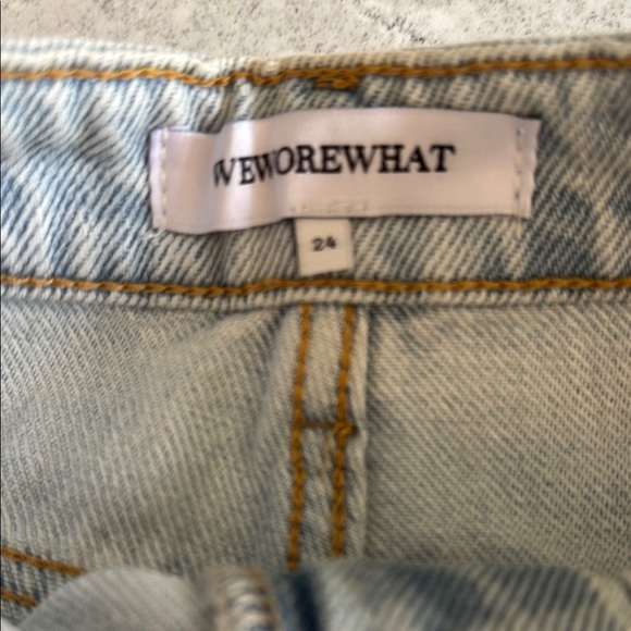 WeWoreWhat Blue Jean Shorts High-Waisted Raw Hem - Picture 5 of 6